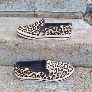 🌟 Keds x Kate Spade Double Decker Size 10 Calf Hair Leopard Print Sneakers